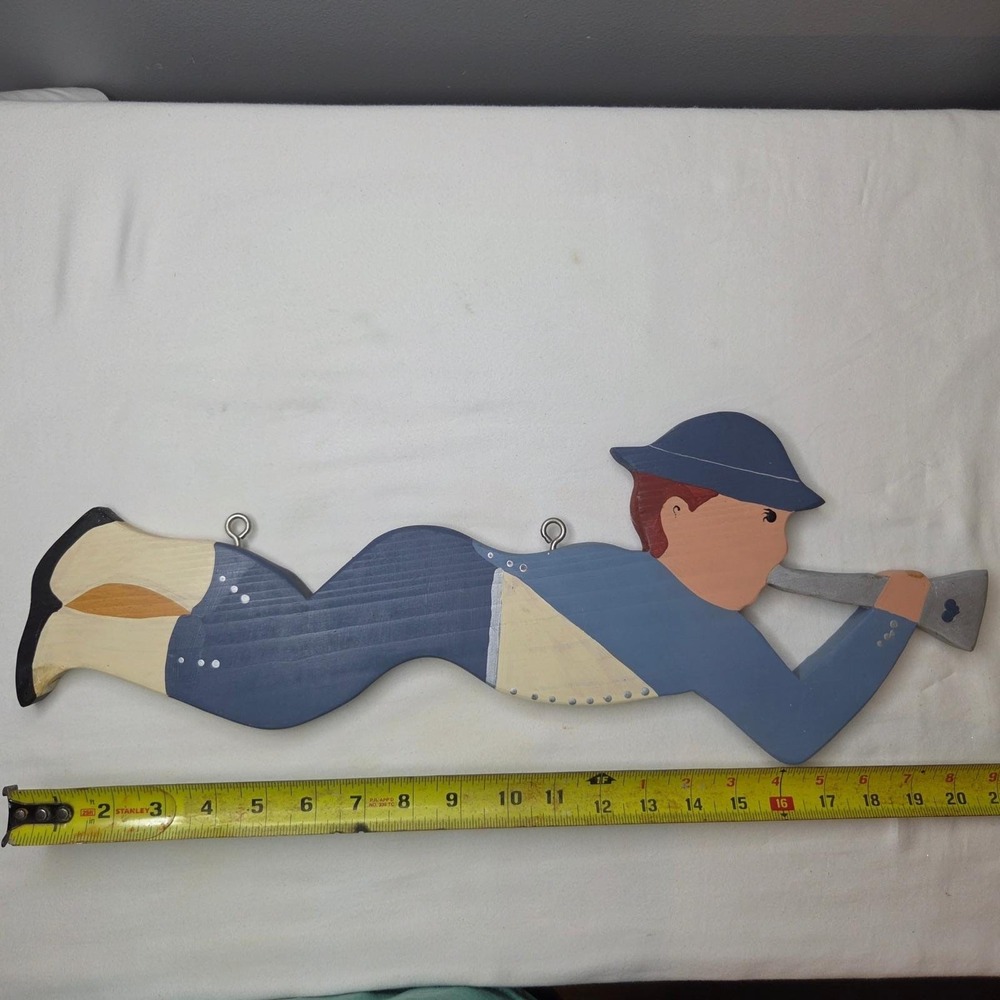 Country Greetings Hand Painted Ponderosa Pine Woodcutter Folk Art Wall Decor